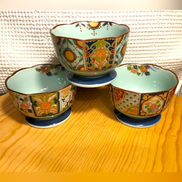 Arita Pottery Kiyohide~3 Gold Saiko Imari Picture Change Japanese Tableware - Picture 3 of 9